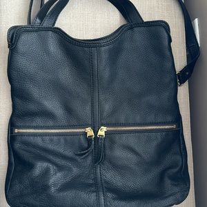 Fossil Genuine Leather Cross Body Bag - Black